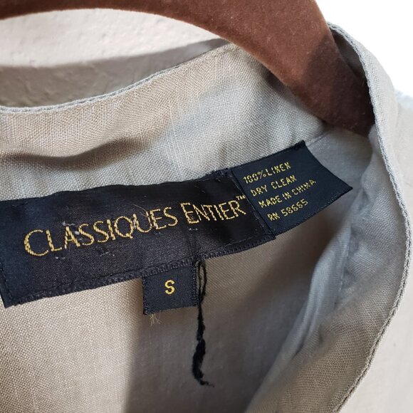 Vtg. Classiques Oversized Tan Button Up Blouse 100% Linen Size Small - Picture 2 of 7